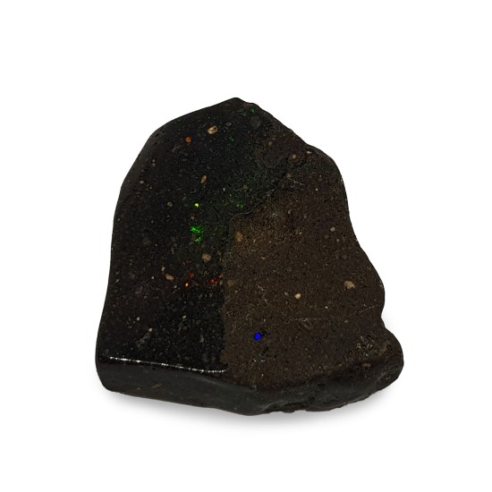 Black, uneven, opal, polished