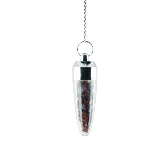 Pendulum with specks of garnet inside (it opens)