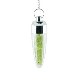 Pendulum with specks of peridot inside (it opens)