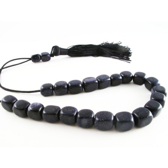 Blue goldstone greek kompoloi (worry beads)