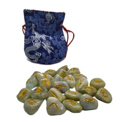 Runes set sculpted on aqua marine