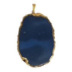 Blue agate pendant with gold coloured outline