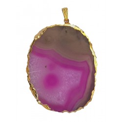  Fuxia agate pendant with metallic outline (of gold colour)