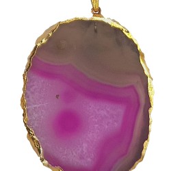  Fuxia agate pendant with metallic outline (of gold colour)