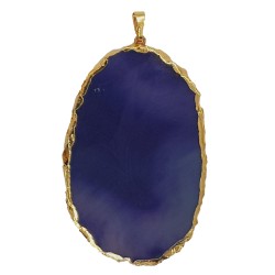 Purple agate pendant with metal silhouette (gold coloured)