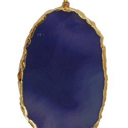 Purple agate pendant with metal silhouette (gold coloured)
