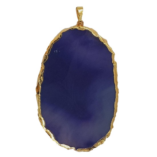 Purple agate pendant with metal silhouette (gold coloured)