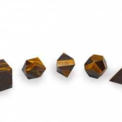 Set of platonic solids made of tiger's eye