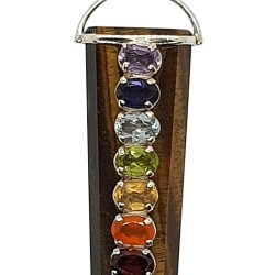 Tiger eye pendant with the chakra stones