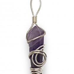 Amethyst pendant wrapped with metal