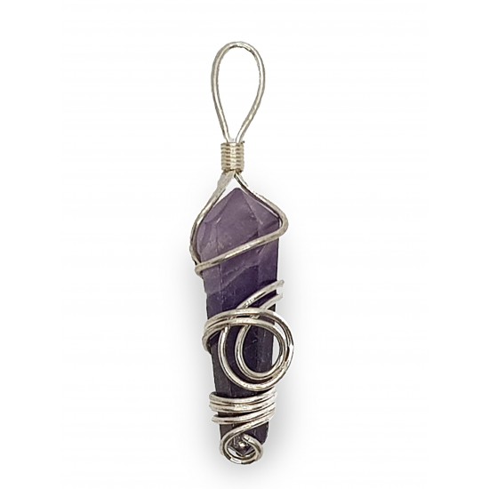Amethyst pendant wrapped with metal