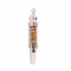 Pendant with quartz point and quartz sphere on the top, with crystal nuggets