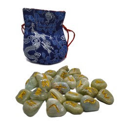 Runes set sculpted on aqua marine