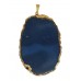 Μενταγιόν αχάτη μπλε με μεταλλικό περίγραμμα (χρυσού χρώματος)